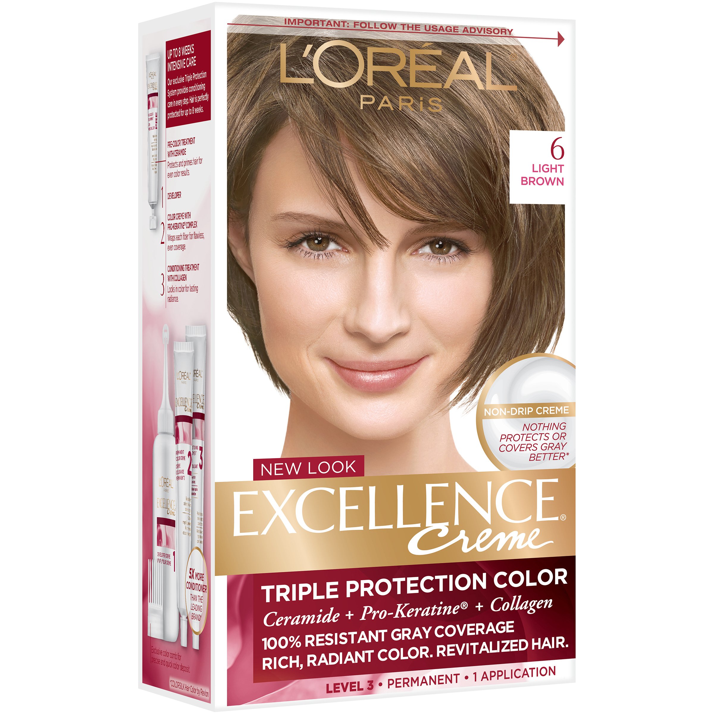 gået i stykker Snuble Trænge ind L'Oréal Paris Excellence Créme Permanent Hair Color, 6 Light Brown - Shop  Hair Color at H-E-B