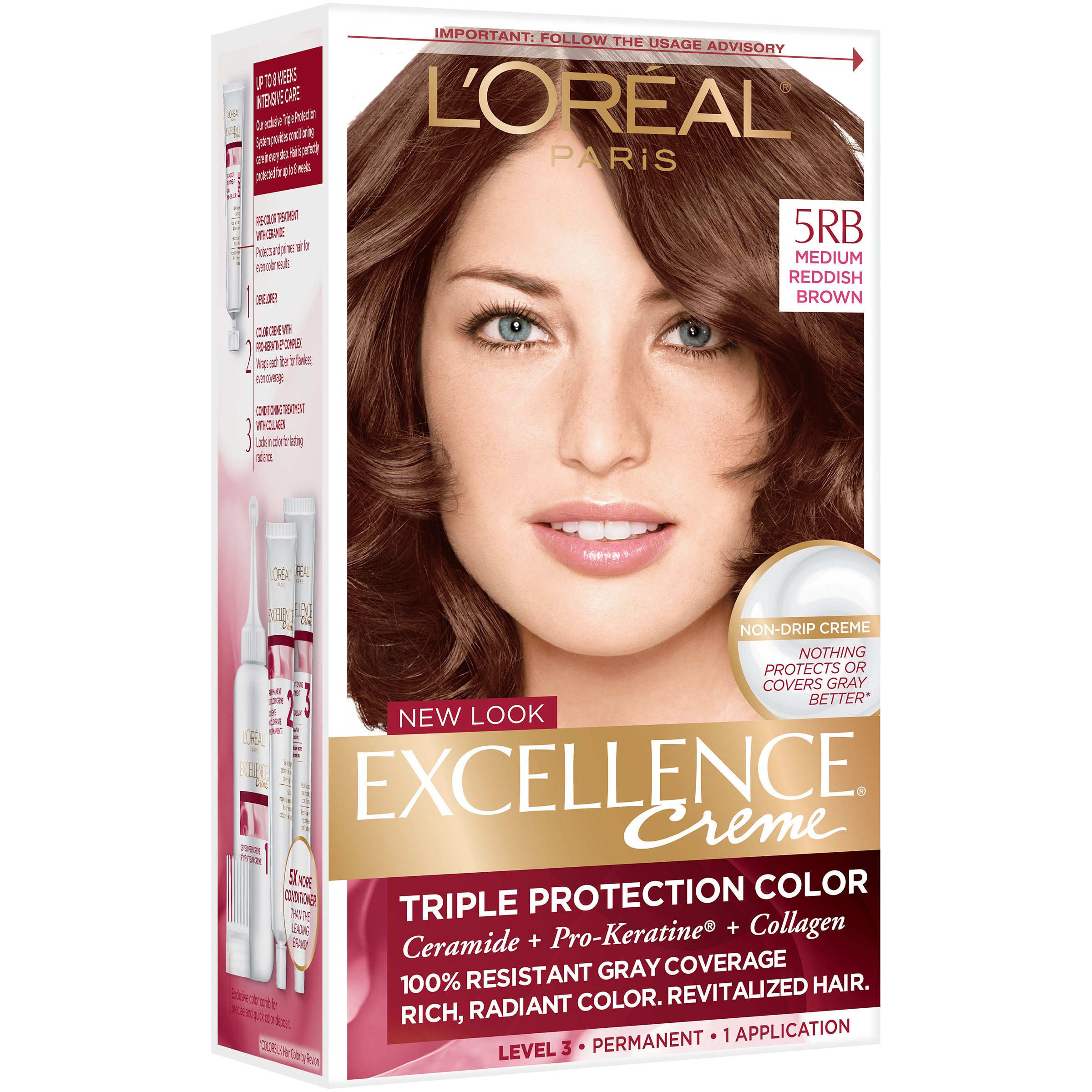 L'Oreal Paris Excellence Créme Permanent Hair Color, 5RB Medium Reddish
