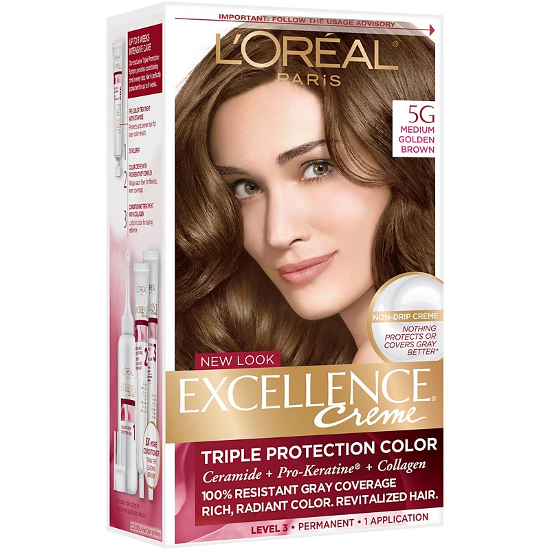 L'Oréal Paris Excellence Créme Permanent Hair Color, 5G Medium Golden Brown  - Shop Hair Care at H-E-B