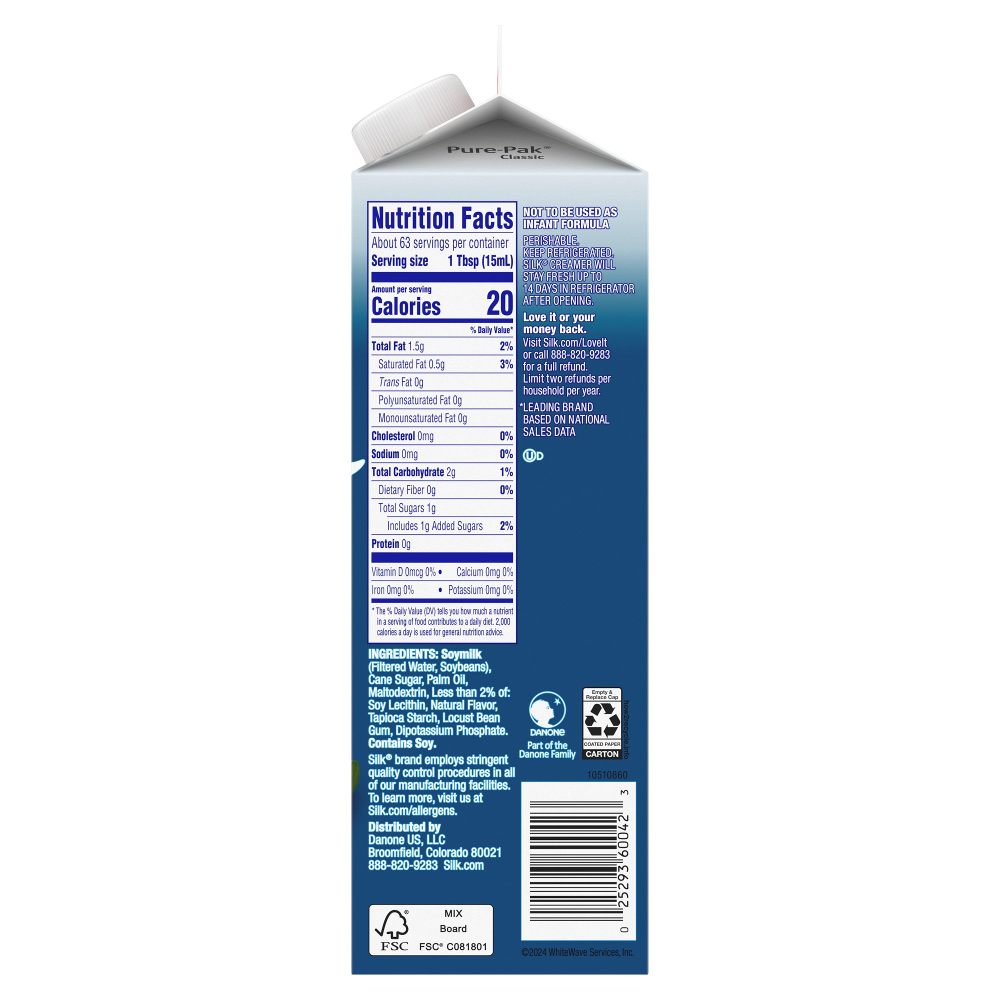 Silk Soy Creamer Original Allergy and Ingredient Information