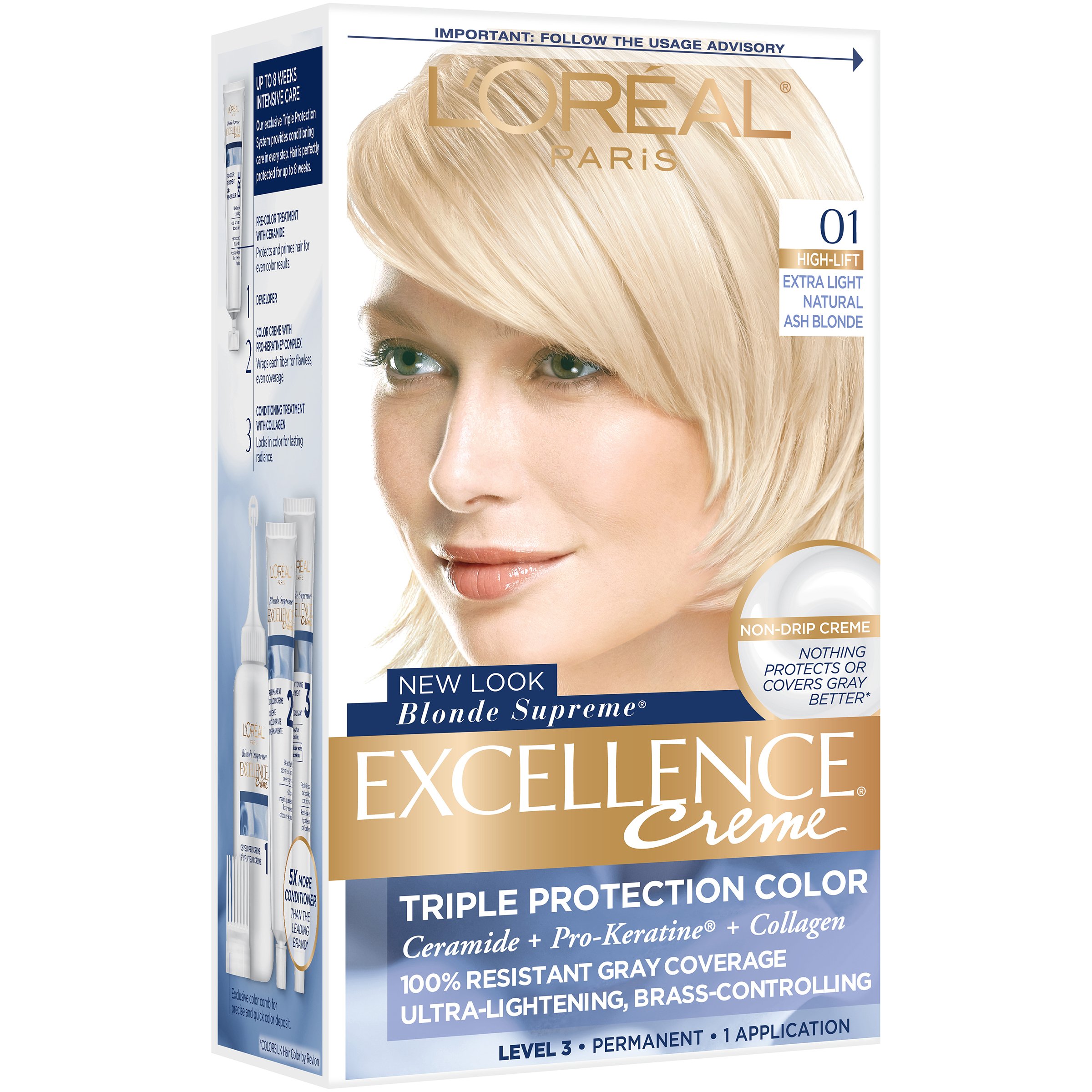 L'Oréal Paris Excellence Créme Permanent Hair Color, 01 Extra Light Ash  Blonde - Shop Hair Care at H-E-B