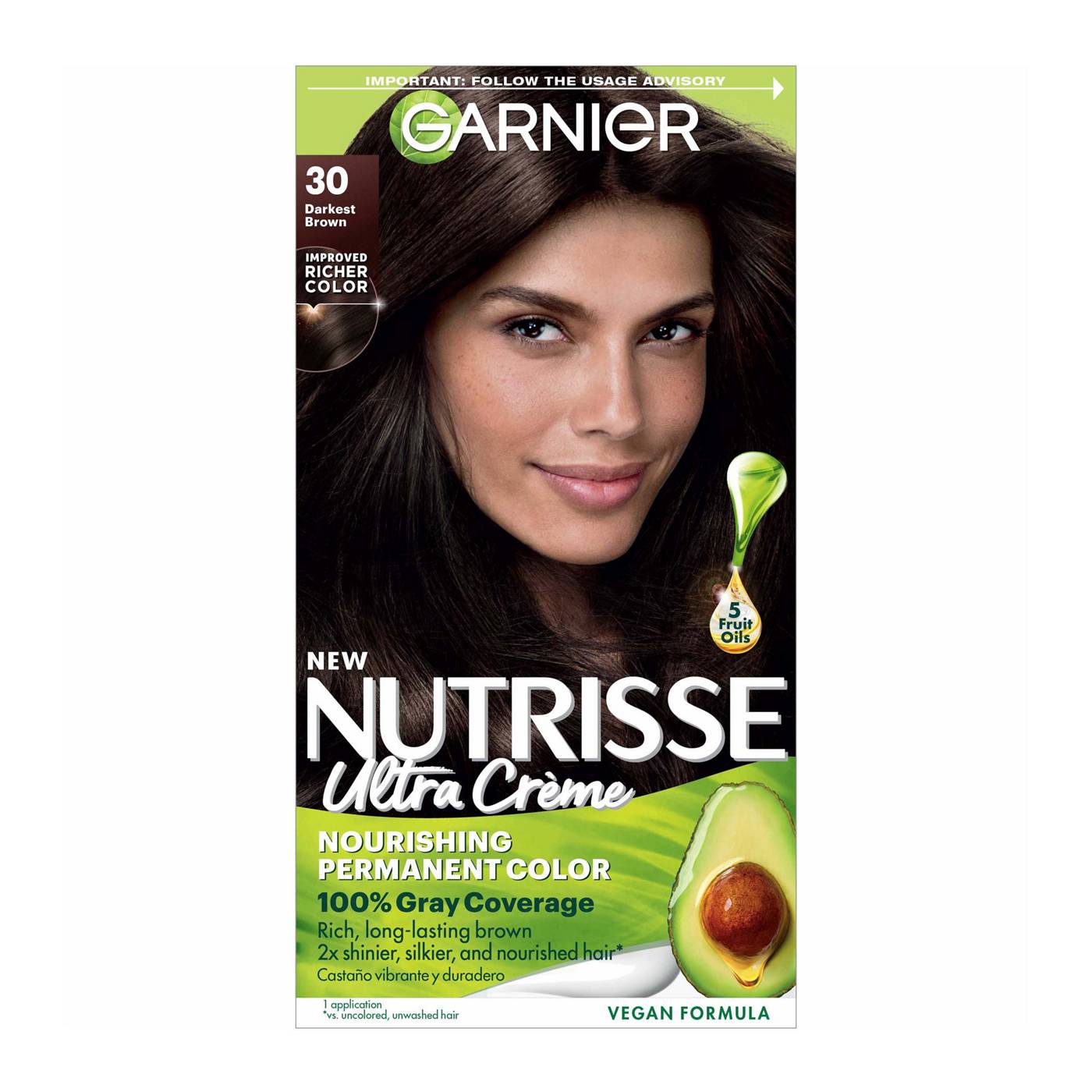 Garnier Nutrisse Nourishing Hair Color Creme - 30 Darkest Brown; image 1 of 10