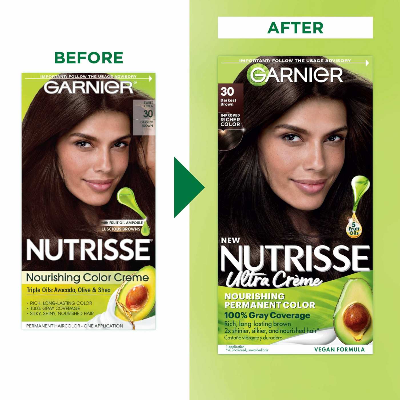 Garnier Nutrisse Nourishing Hair Color Creme - 30 Darkest Brown; image 3 of 10