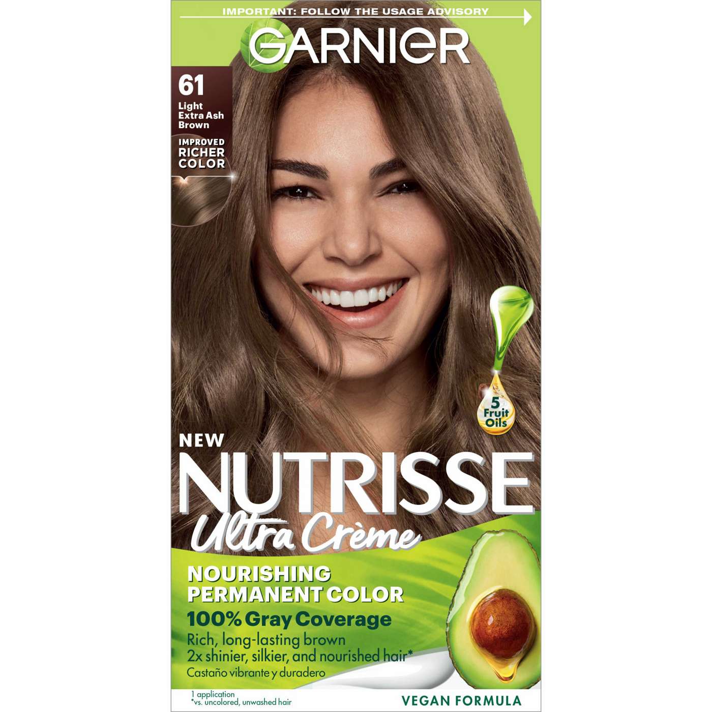 Garnier Nutrisse Nourishing Hair Color Creme - 61 Light Ash Brown (Iced Coffee); image 1 of 7