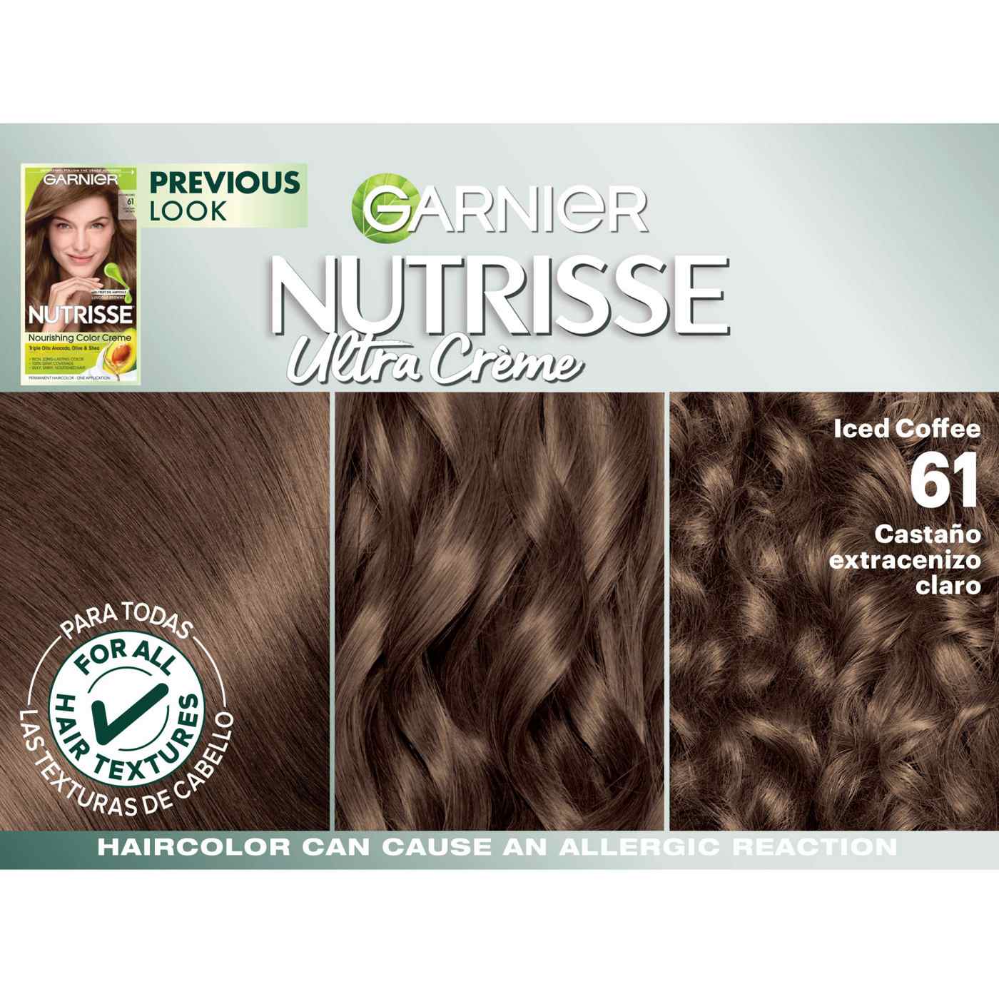 Garnier Nutrisse Nourishing Hair Color Creme - 61 Light Ash Brown (Iced Coffee); image 2 of 7