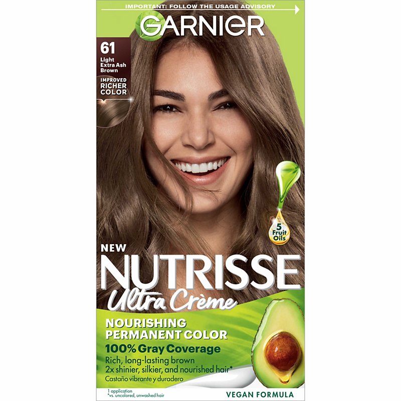 Garnier Nutrisse Nourishing Hair Color Creme 61 Light Ash Brown (Iced  Coffee) - Shop Hair Care at H-E-B