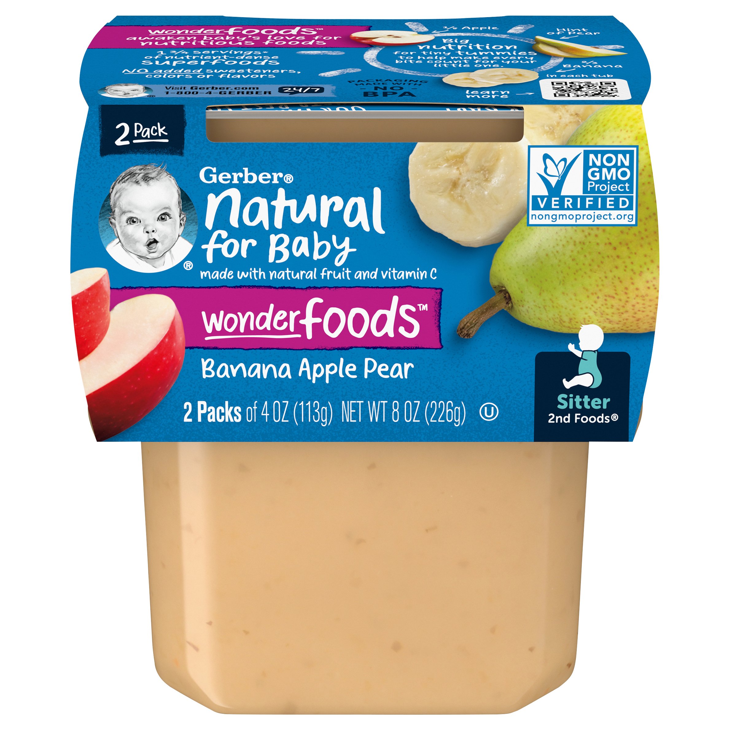 Gerber Natural For Baby Wonderfoods 2nd Foods Banana Apple And Pear