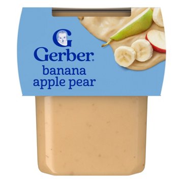 Gerber Stage 2 Baby Food - Banana Apple & Pear, 4 oz Tubs