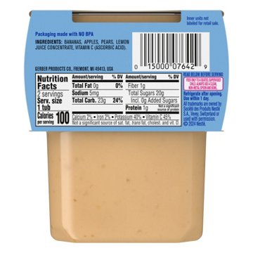 Gerber Stage 2 Baby Food - Banana Apple & Pear, 4 oz Tubs