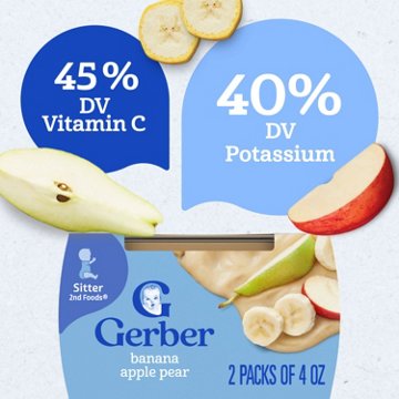 Gerber Stage 2 Baby Food - Banana Apple & Pear, 4 oz Tubs
