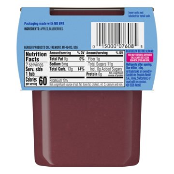 Gerber Stage 2 Baby Food - Apple Blueberry, 4 oz Tubs