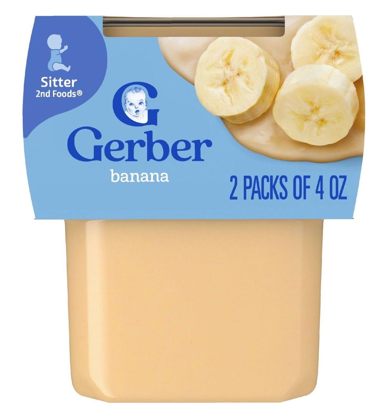 Gerber Stage 2 Baby Food - Banana, 4 oz Tubs; image 1 of 8