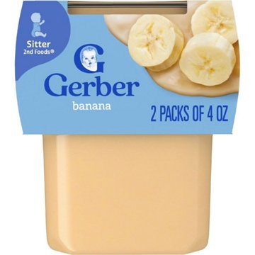 Gerber Stage 2 Baby Food - Banana, 4 oz Tubs, 2 pk