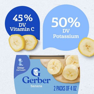 Gerber Stage 2 Baby Food - Banana, 4 oz Tubs, 2 pk