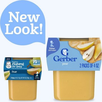 Gerber Stage 2 Baby Food - Pear, 4 oz Tubs, 2 pk