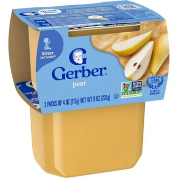 Gerber Stage 2 Baby Food - Pear, 4 oz Tubs, 2 pk
