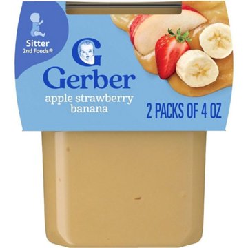 Gerber Stage 2 Baby Food - Apple Strawberry & Banana, 4 oz Tubs, 2 pk