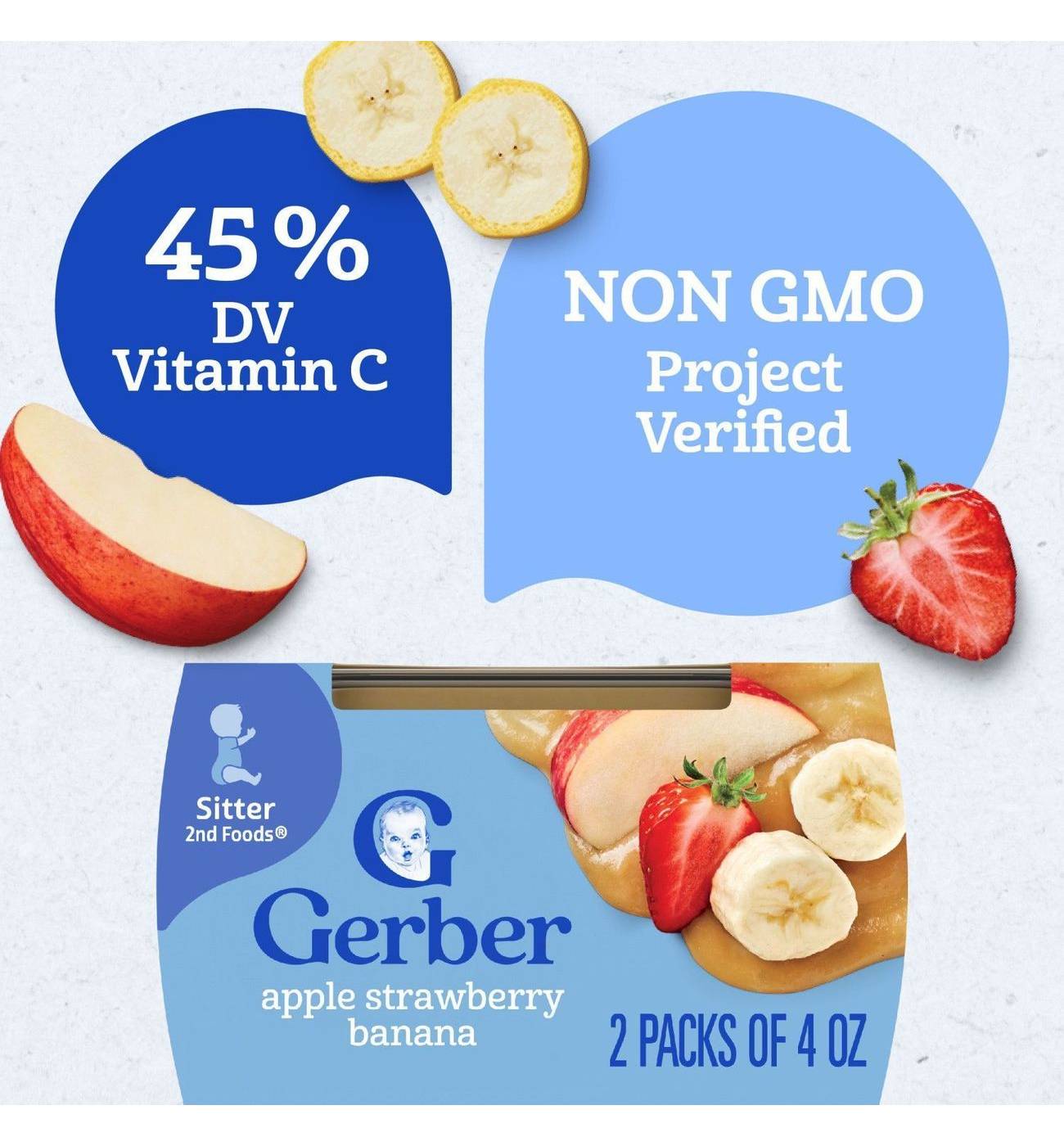 Gerber Stage 2 Baby Food - Apple Strawberry & Banana, 4 oz Tubs; image 3 of 4