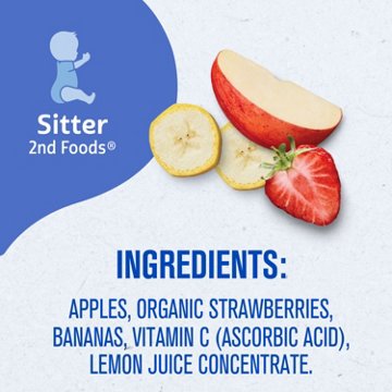 Gerber Stage 2 Baby Food - Apple Strawberry & Banana, 4 oz Tubs
