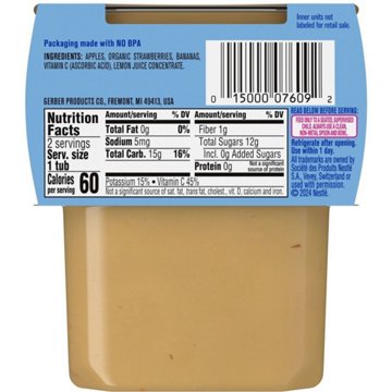 Gerber Stage 2 Baby Food - Apple Strawberry & Banana, 4 oz Tubs, 2 pk