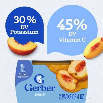 Gerber Stage 2 Baby Food - Peach, 4 oz Tubs