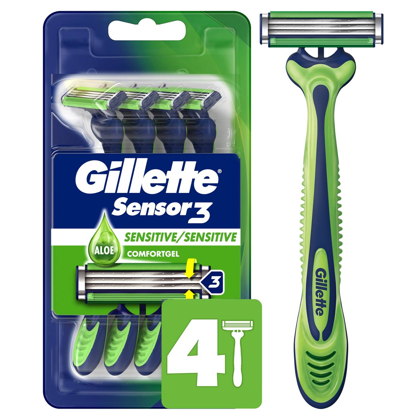 Gillette Sensor3 Sensitive Men's Disposable Razors; image 1 of 10