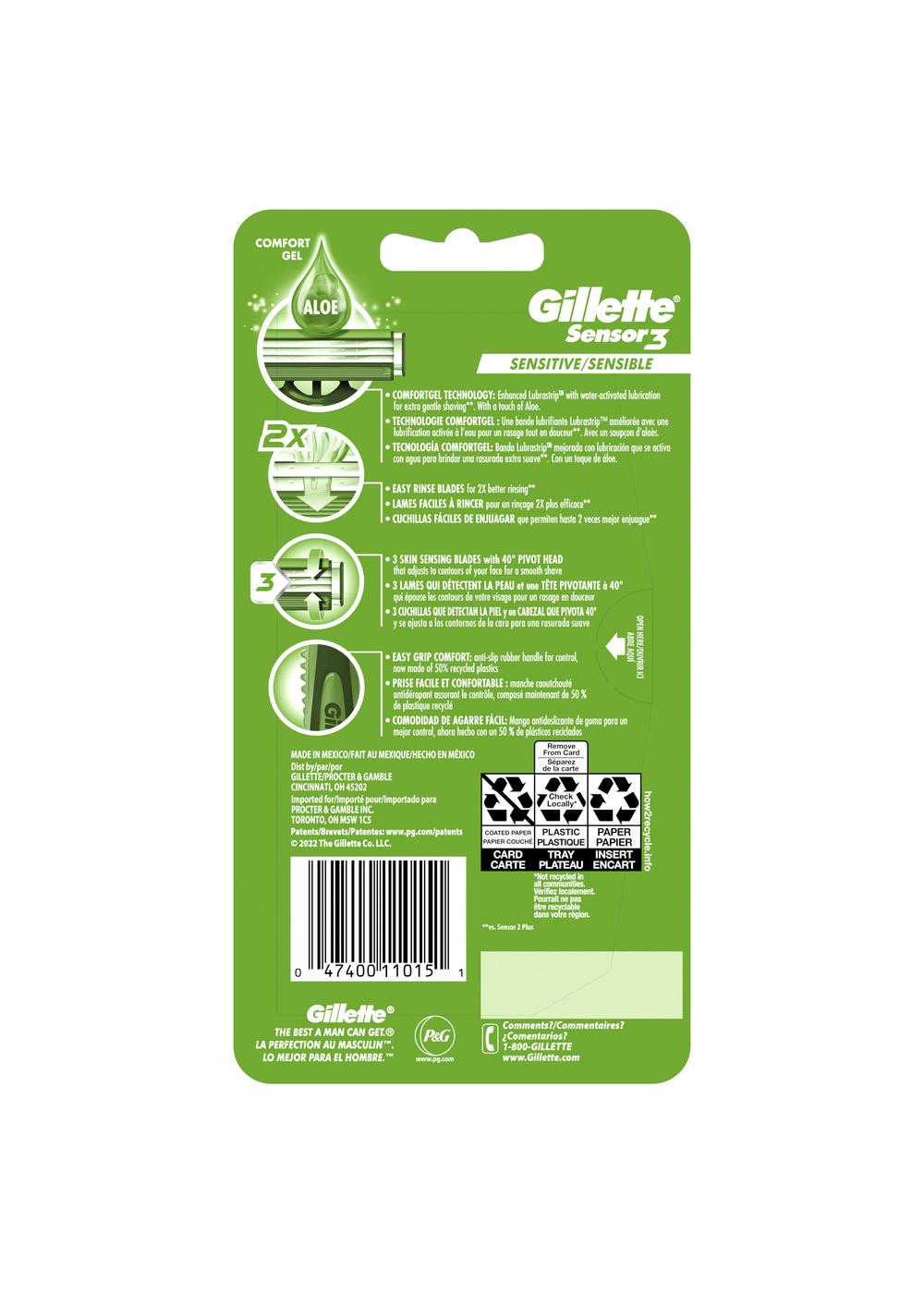 Gillette Sensor3 Sensitive Disposable Razors; image 5 of 9