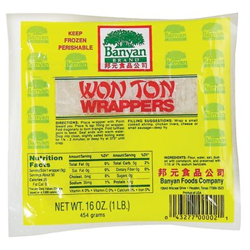 Banyan Foods Frozen Won Ton Wrappers, 1 lb