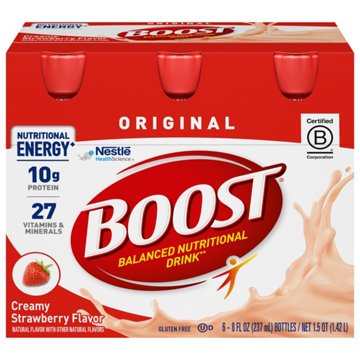 BOOST Original Complete Nutritional 10g Protein Shake - Creamy Strawberry 6 pk