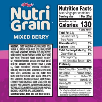 Nutri-Grain Mixed Berry Soft Baked Breakfast Bars, 10.4 oz