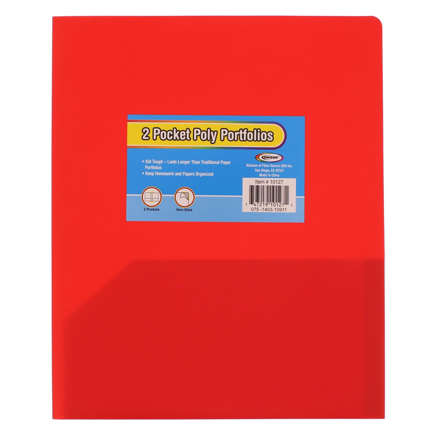 Unison Two Pocket Poly Portfolio, Assorted Colors; image 1 of 6