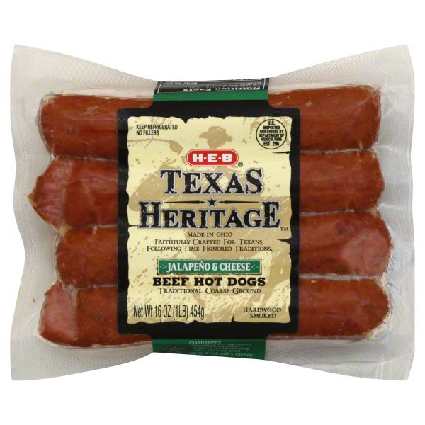 HEB Texas Heritage Jalapeno and Cheese Beef Hot Dogs Shop Hot dogs