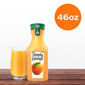Simply Orange Pulp Free 100% Pure Squeezed Orange Juice, 46 oz