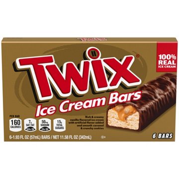 Twix Vanilla Caramel Chocolatey Cookie Ice Cream Bars, 6 ct