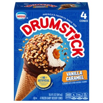 Nestle Drumstick Vanilla Caramel Sundae Cones, 4 ct