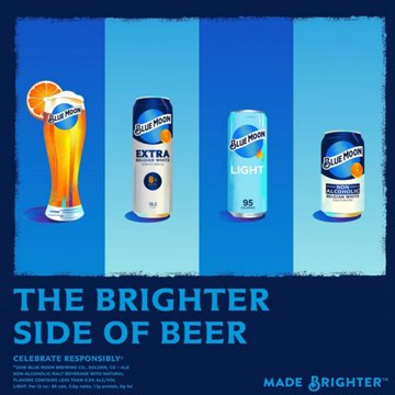 Blue Moon Belgian White Ale Craft Beer 6 pk Bottles, 12 oz