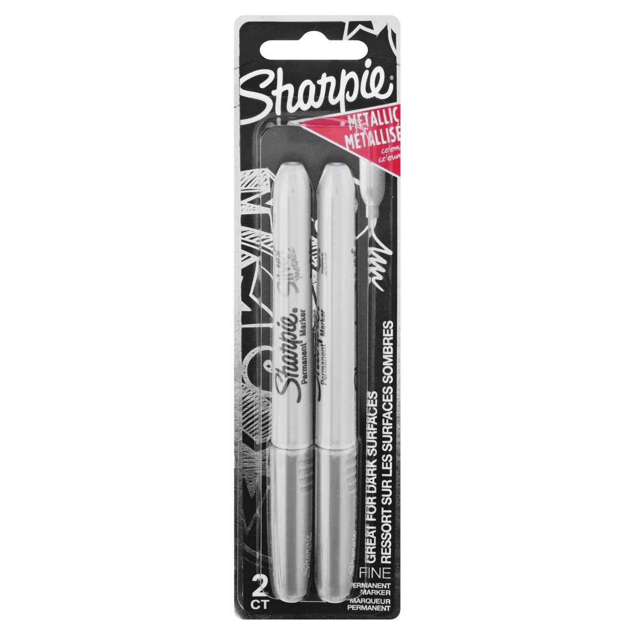 Sharpie Metallic Markers, Silver, Pack Of 4 Markers