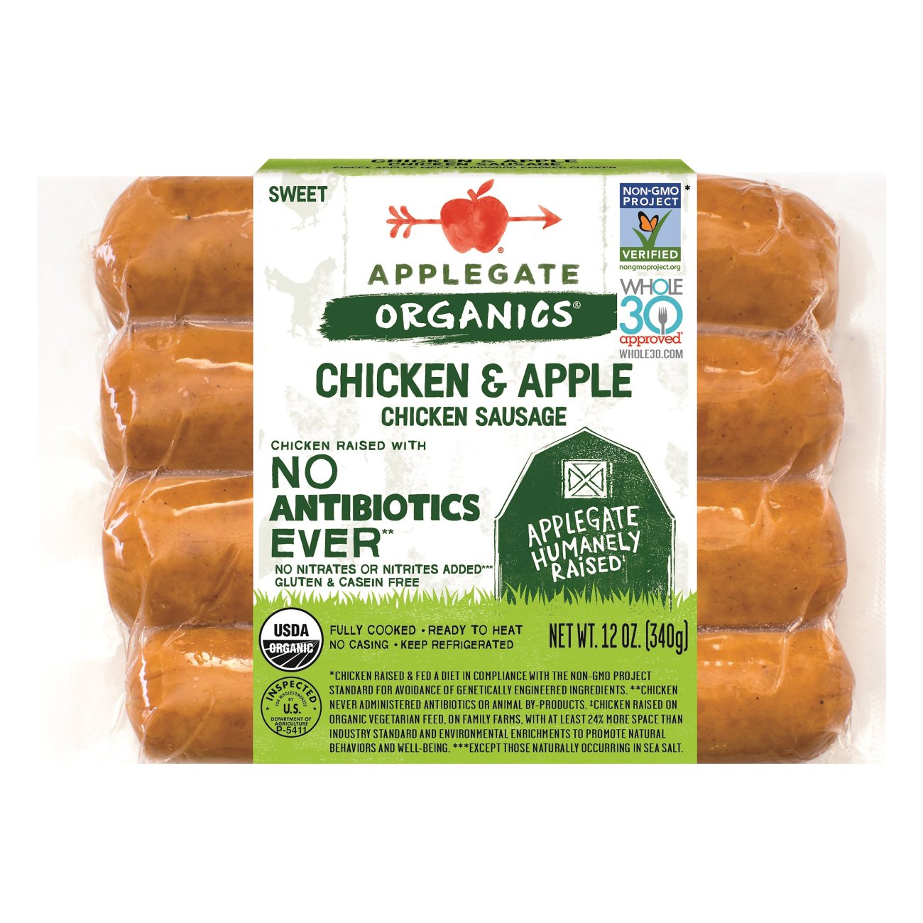 Applegate Organics Chicken and Apple Sausage - Shop ...