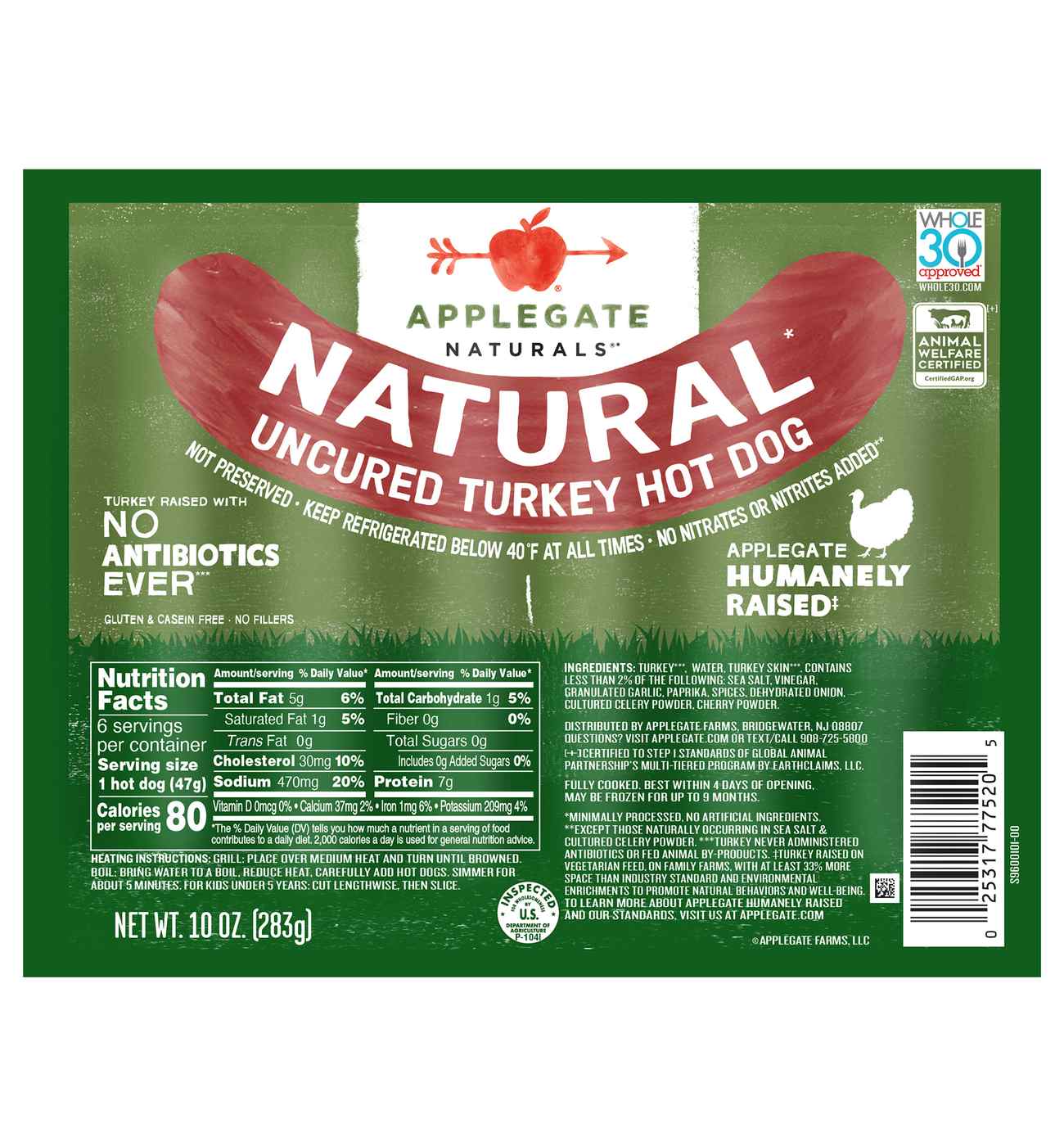 Applegate Naturals Uncured Turkey Hot Dogs; image 1 of 3