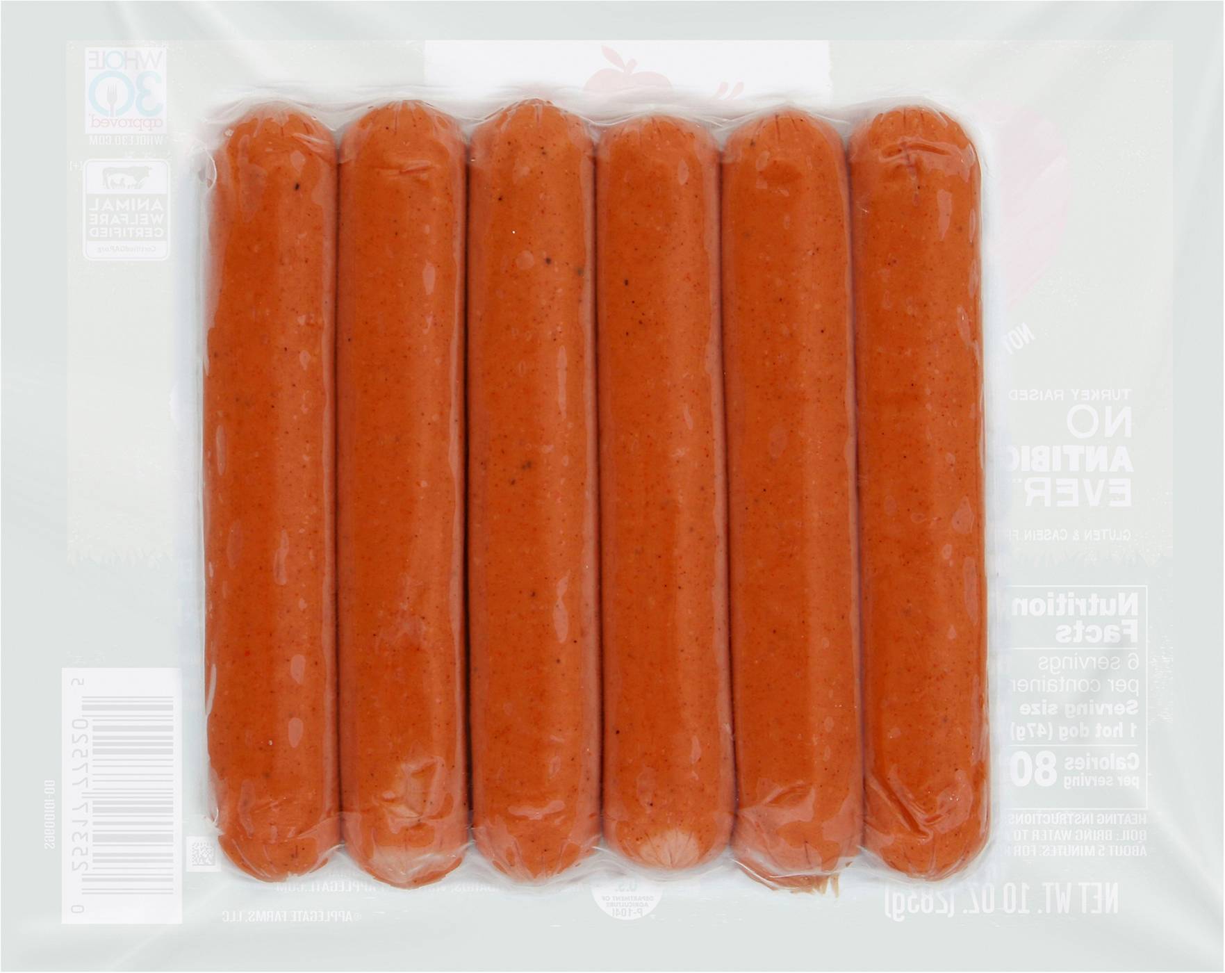 Applegate Naturals Uncured Turkey Hot Dogs; image 2 of 3