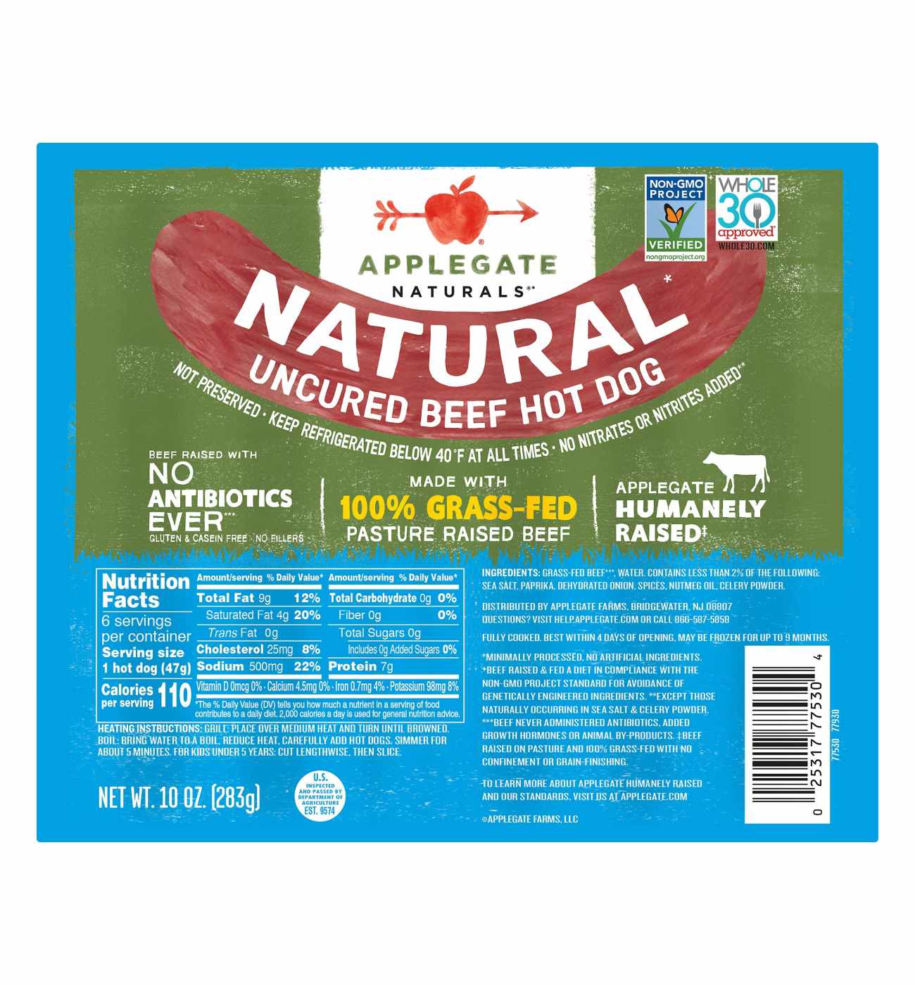 Applegate Naturals Uncured Beef Hot Dog; image 1 of 5