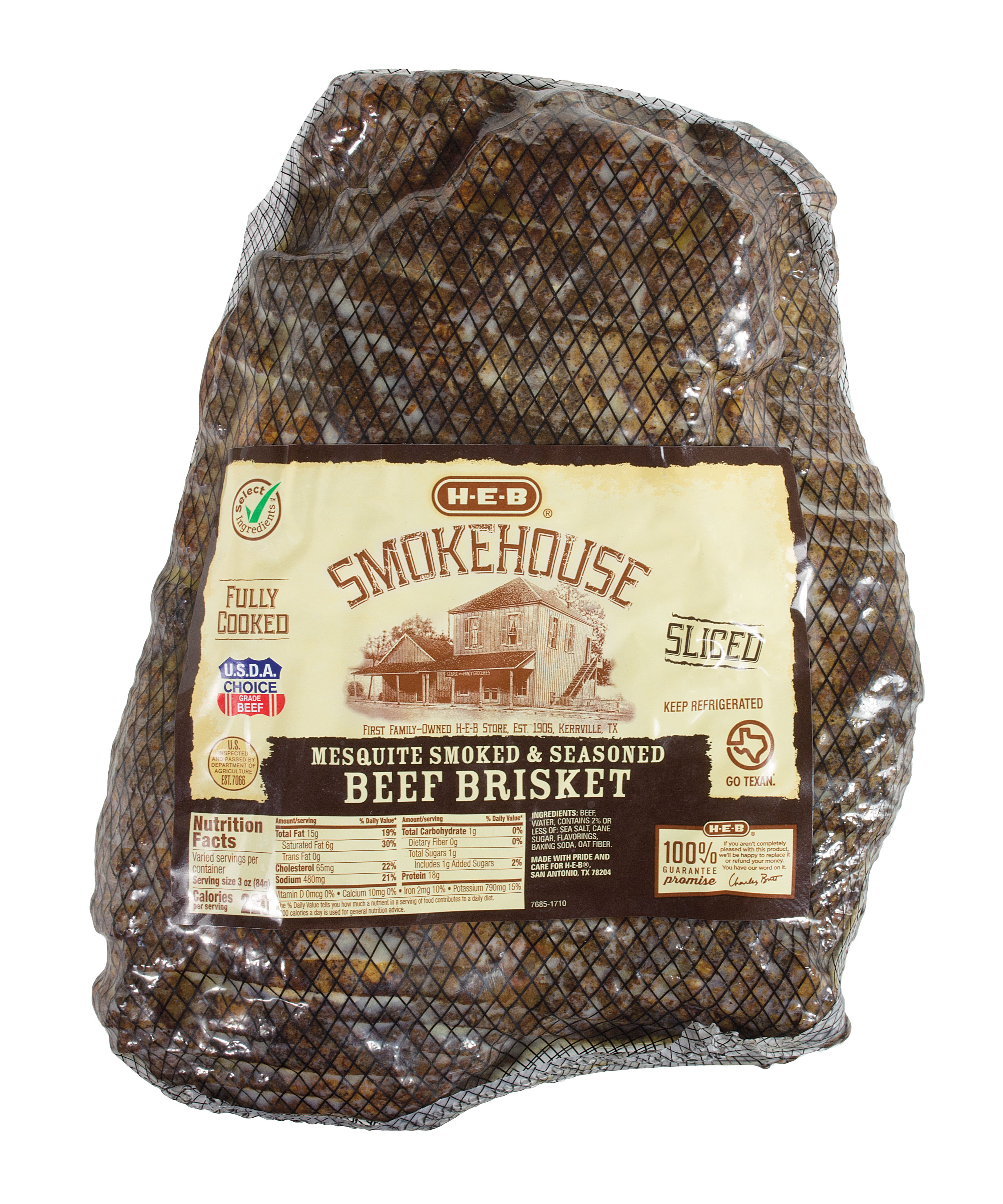 H-E-B Fully Cooked Mesquite-Smoked Beef Brisket Sliced