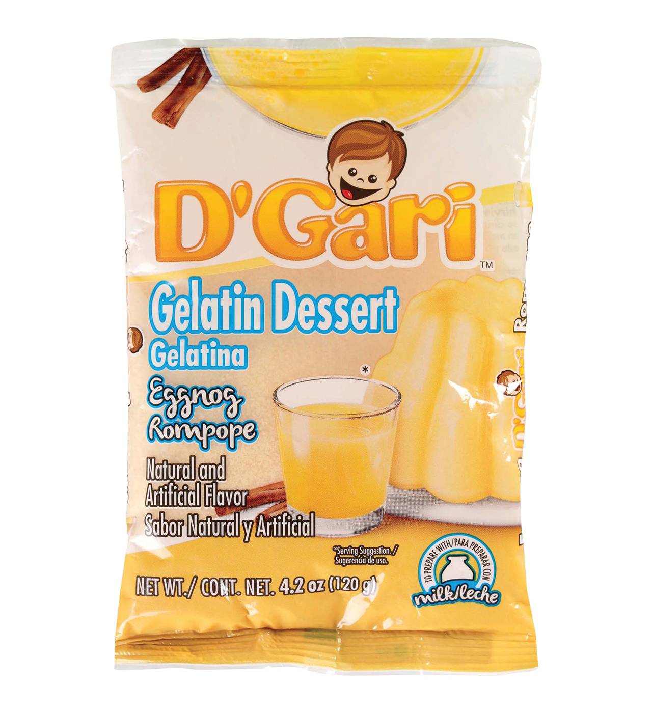 D'Gari Eggnog Gelatin Dessert Mix; image 1 of 2