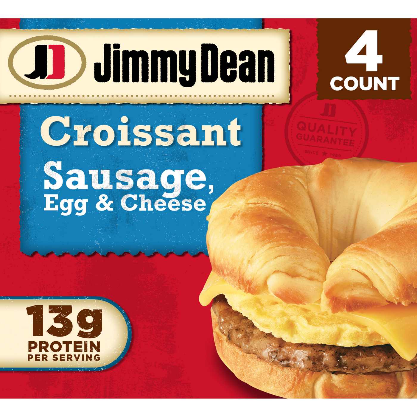 Jimmy Dean Frozen Croissant Breakfast Sandwiches - Sausage, Egg & Cheese; image 1 of 4