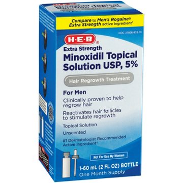 H-E-B 5% Minoxidil Hair Regrowth Treatment for Men - 1 Month Supply, 2 oz