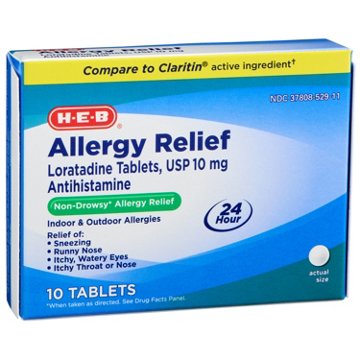 H-E-B Allergy 24 Hour Relief Loratadine Tablets – 10 mg, 10 ct