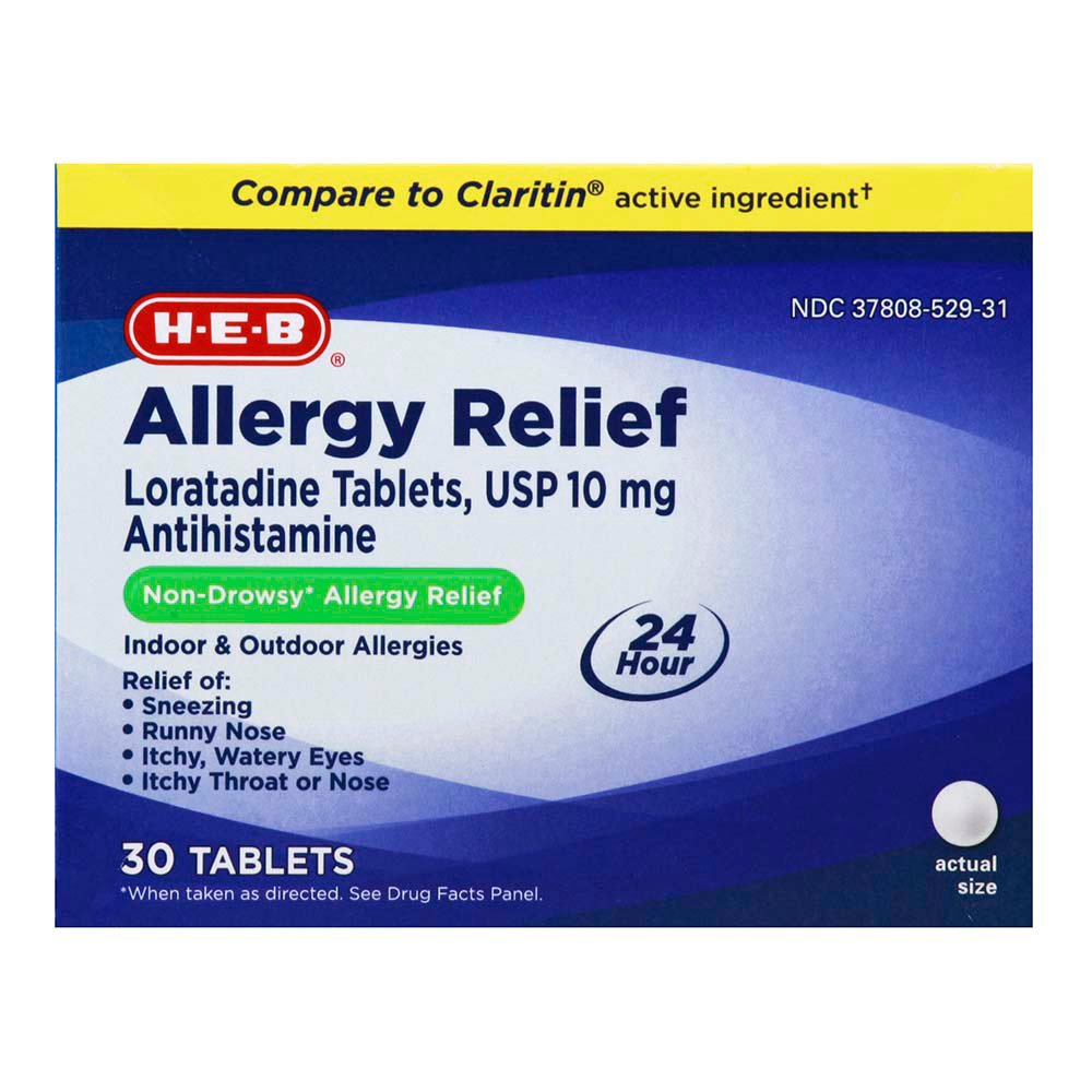 H E B Allergy Relief Loratadine 10 Mg Tablets Shop Sinus Allergy At H E B