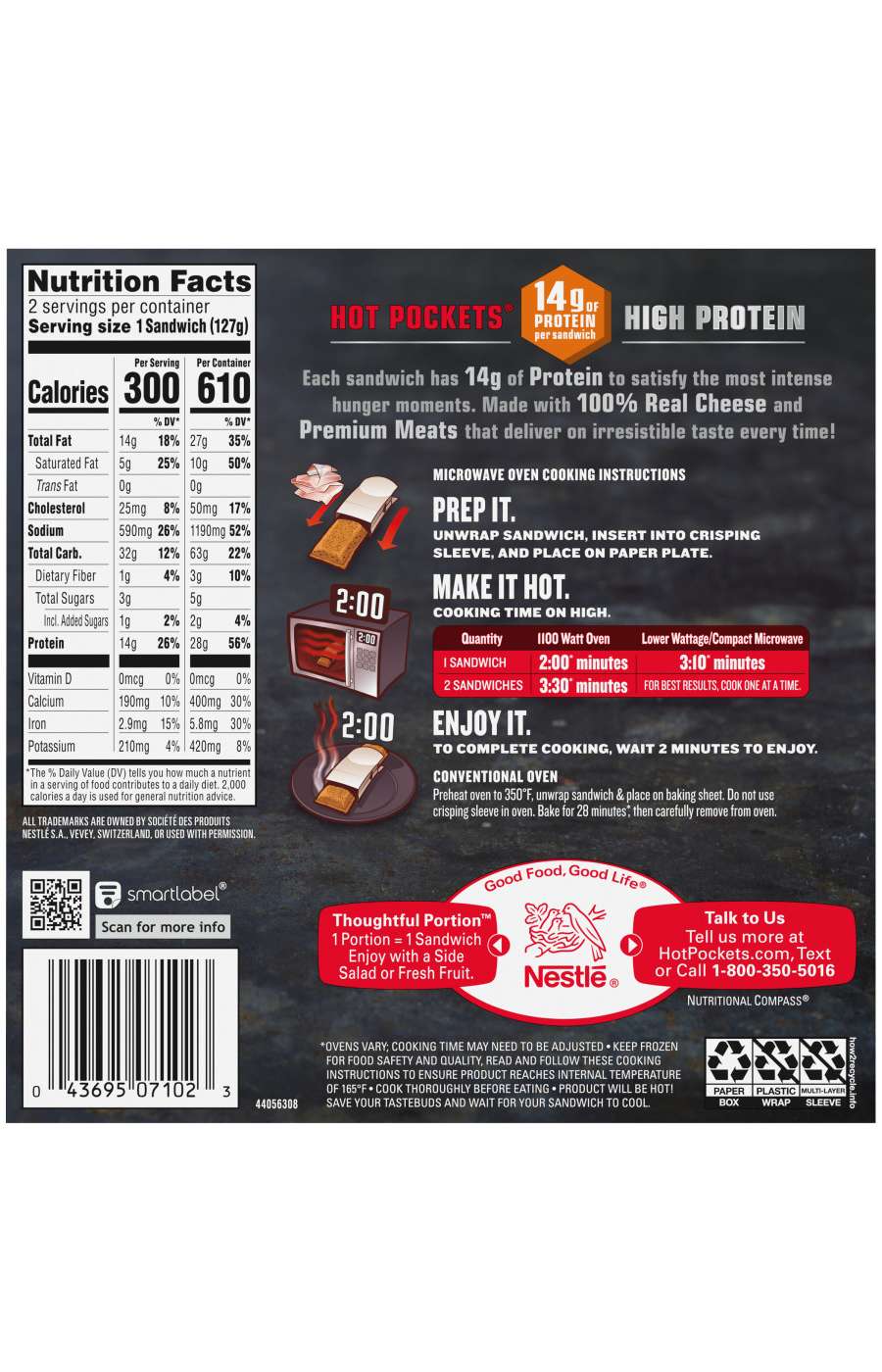 Hot Pockets High Protein Four Meat & Four Cheese Pizza Frozen Sandwiches; image 4 of 4