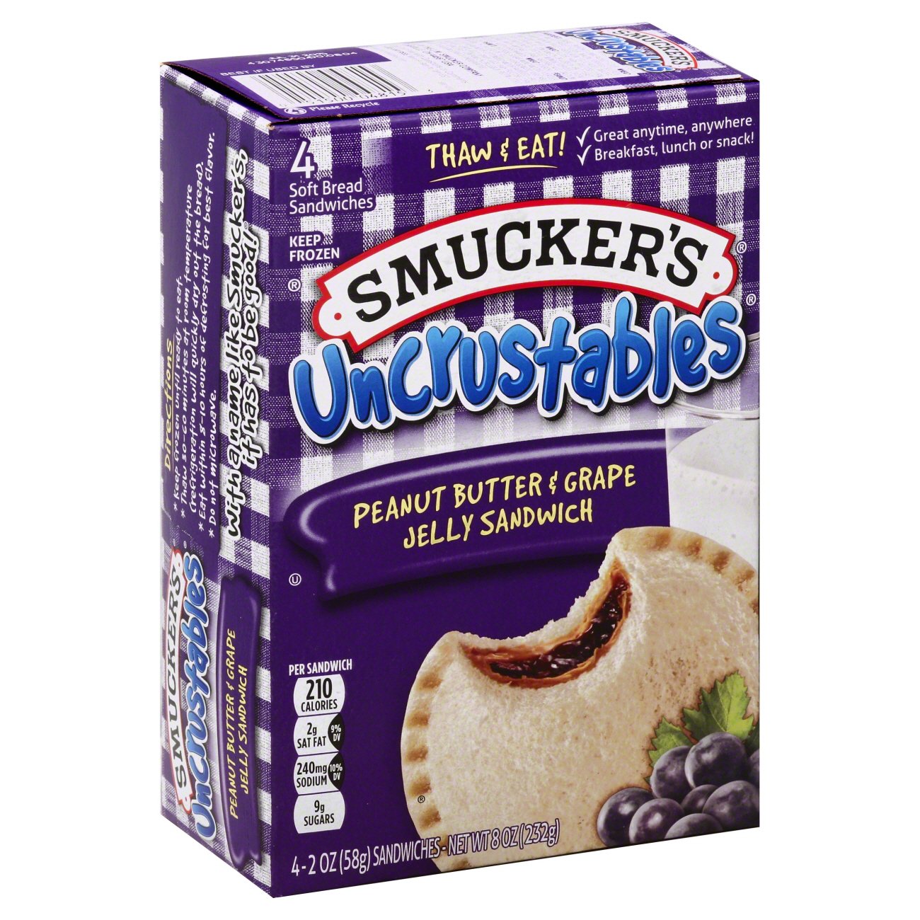 Smucker S Uncrustables Peanut Butter And Grape Jelly Sandwiches Shop Sandwiches At H E B