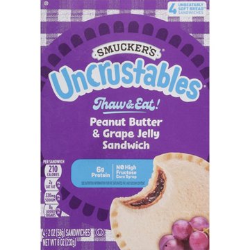 Smucker's Uncrustables Frozen Sandwiches - Peanut Butter & Grape Jelly, 4 ct